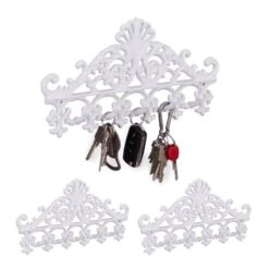 3x Portemanteaux Muraux En Fonte Blanc