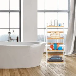 Etagère De Bain En Bambou Blanche -Meilleur Meubles Magasin 15c23f9d3a9b40d5bca928dae865290e