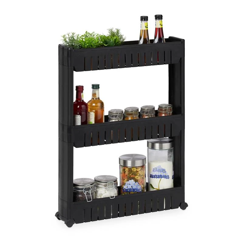 Étagère De Cuisine à Roulettes 3 Niveaux 4 Étagère De Cuisine à Roulettes 3 Niveaux – Image 2