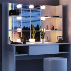Coiffeuse Daenerys Avec Tabouret & LED -Meilleur Meubles Magasin 1bed6ed728d441b6ae6f4542ea62faca