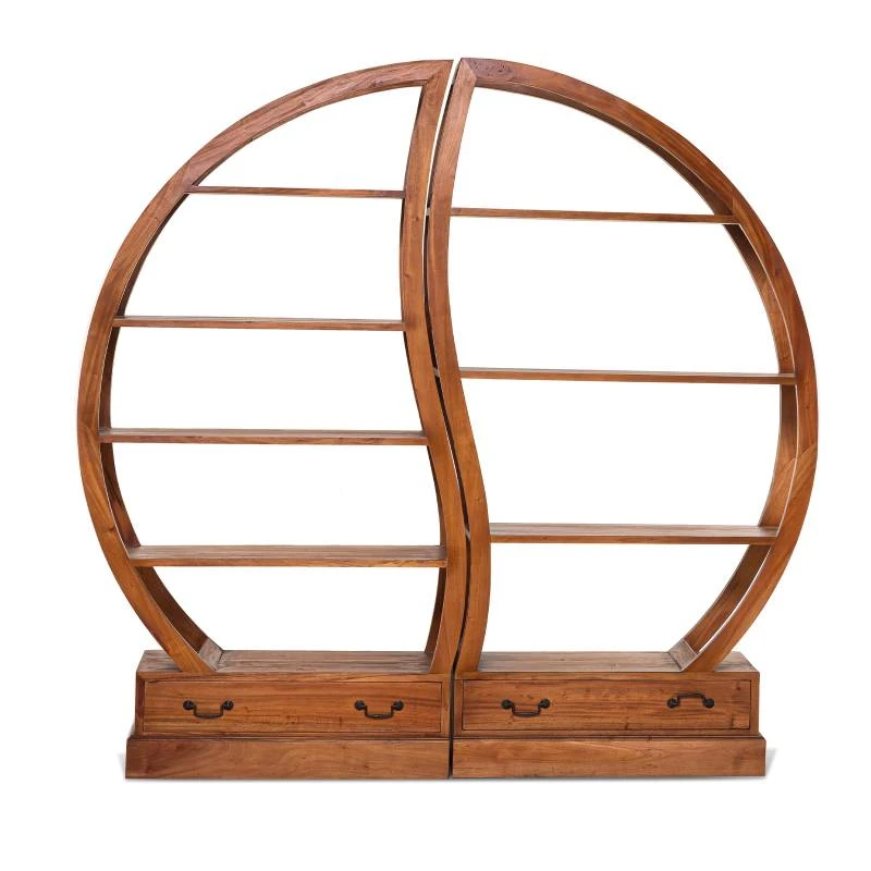 Yin Yang - Bibliothèque En Teck Massif 4 Yin Yang - Bibliothèque En Teck Massif – Image 2