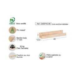 Etagère Murale En Pin Massif - L40 Cm -Meilleur Meubles Magasin 25d8a1795a1a47b39eb34fc22dc7e323