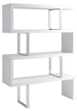 Étagère En Bois Blanc Et Acier Chromé