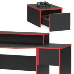 Bureau Ordinateur Kron Noir/rouge Set 2 -Meilleur Meubles Magasin 2cb50274f7074c83a5c97c056c42f72f