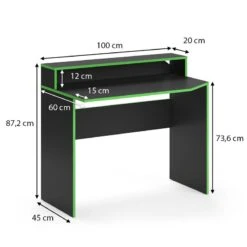 Bureau Ordinateur Kron 100cm Noir/vert -Meilleur Meubles Magasin 2cd464e443b14e4a9f7ba8dfcafcaf2a