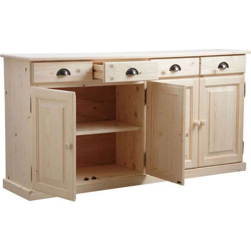 Buffet 4 Portes 4 Tiroirs En Bois Brut 4 Buffet 4 Portes 4 Tiroirs En Bois Brut – Image 2