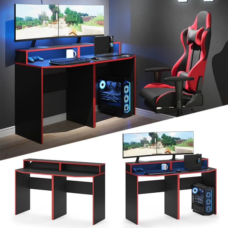 Bureau Ordinateur Kron Noir/rouge Set 4 6 Bureau Ordinateur Kron Noir/rouge Set 4 – Image 4