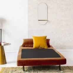 Fauteuil Convertible En Velours Rouille -Meilleur Meubles Magasin 4550dc25c7ec492bbde705656903375b