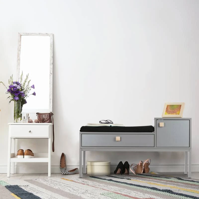 Commode D’entrée Grise Coussin Rembourré 4 Commode D’entrée Grise Coussin Rembourré – Image 2