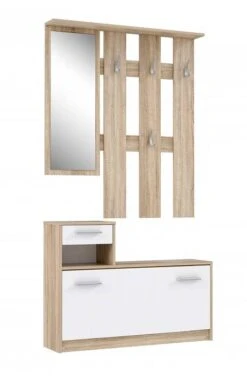 Meuble D'entrée Bois Et Blanc - MARCEL