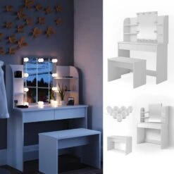 Coiffeuse Charlotte Noir, Banc & LED -Meilleur Meubles Magasin 57610d0a434148fd92f1c270e31dab47