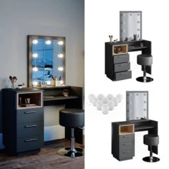 Coiffeuse Beatrice Avec Tabouret Et LED -Meilleur Meubles Magasin 585360f1c7894b12ad58396b77d23bcd
