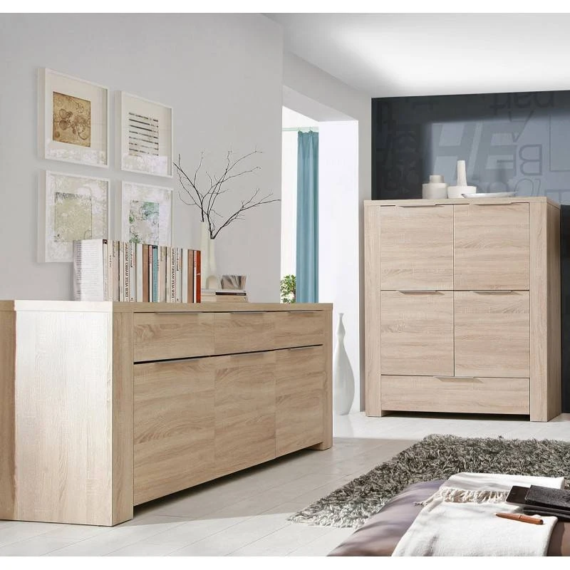 Bahut 3 Portes Aspect Chêne Clair 4 Bahut 3 Portes Aspect Chêne Clair – Image 2