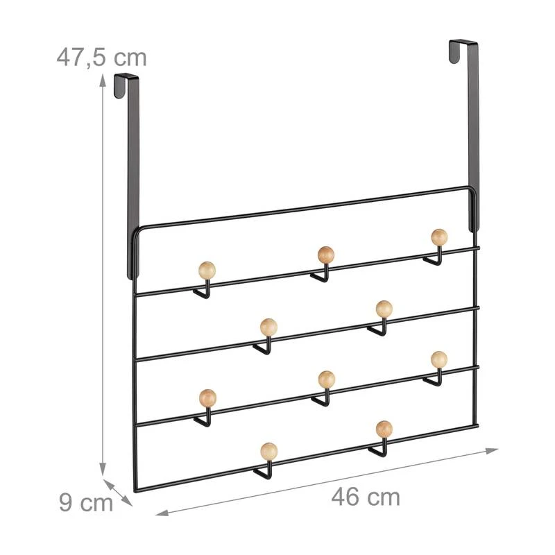 Porte-manteau Porte 10 Crochets Noir 9 Porte-manteau Porte 10 Crochets Noir – Image 7
