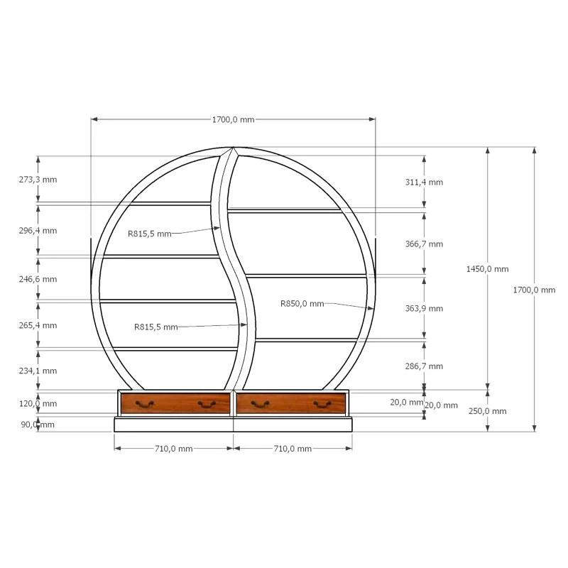 Yin Yang - Bibliothèque En Teck Massif 7 Yin Yang - Bibliothèque En Teck Massif – Image 5