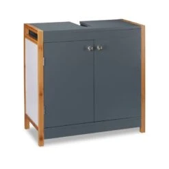 Placard Dessous De Lavabo Bambou Gris