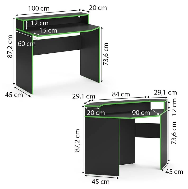 Bureau Ordinateur Kron Noir/vert Set 3 9 Bureau Ordinateur Kron Noir/vert Set 3 – Image 7
