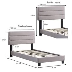 Lit Simple FLORIDA 90x190 Cm -Meilleur Meubles Magasin 677c4a7045124fd4988c9fb2cd3b632c