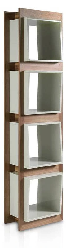 Étagère En Bois De Noyer Et Cubes Gris