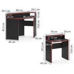 Bureau Ordinateur Kron Noir/rouge Set 5 -Meilleur Meubles Magasin 68352463d5d54847ab721be5d447f382