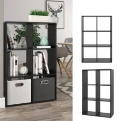 Etagère Noir & 6 Compartiments -Meilleur Meubles Magasin 71dc6128f1f444a5870e7e918021cb66