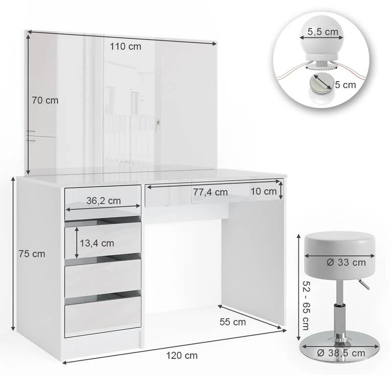 Coiffeuse Sherry (4 éléments) 9 Coiffeuse Sherry (4 éléments) – Image 7