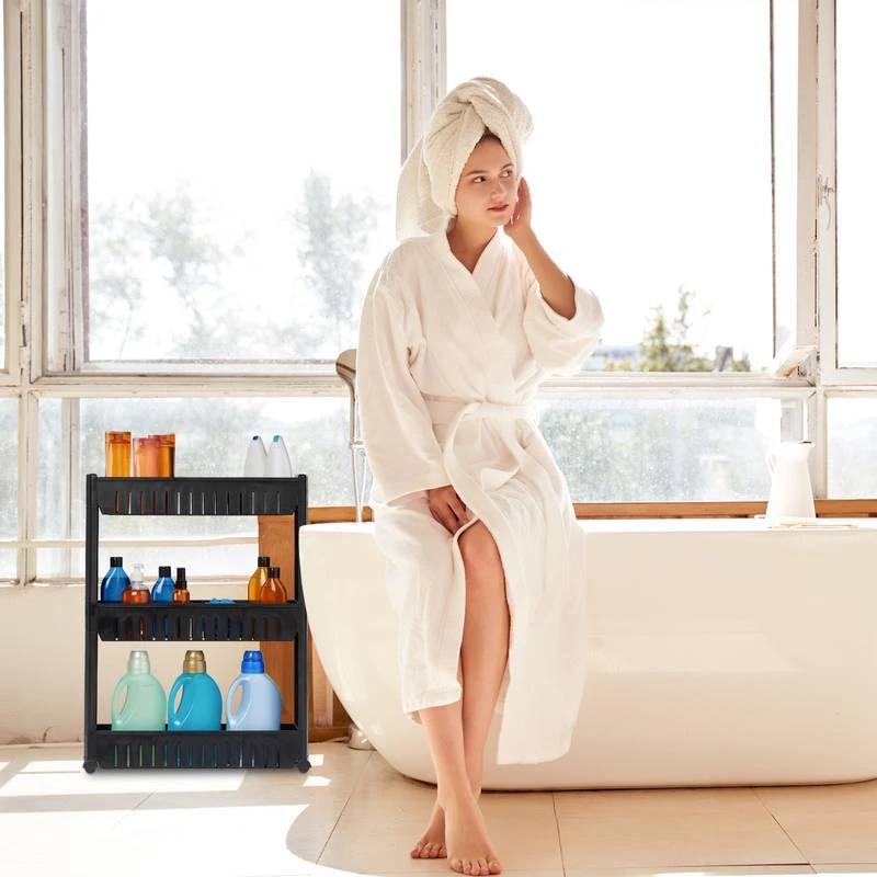 Étagère De Cuisine à Roulettes 3 Niveaux 6 Étagère De Cuisine à Roulettes 3 Niveaux – Image 4