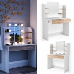 Coiffeuse Charlotte Blanc/sonoma & LED -Meilleur Meubles Magasin 7b4864c0d58043169a273c573e682113