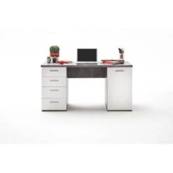 Bureau Blanc 4 Tiroirs 1 Porte - ALVIN -Meilleur Meubles Magasin 805e900a25534ea7bdb8d89fa316901b