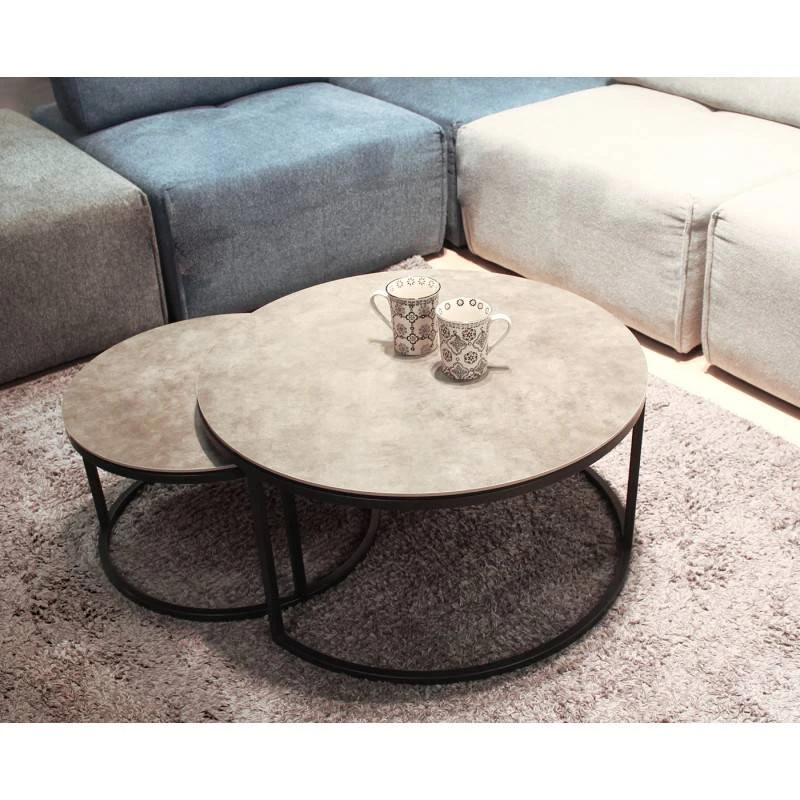 Table Basse Gigogne Céramique Gris - OXY 4 Table Basse Gigogne Céramique Gris - OXY – Image 2