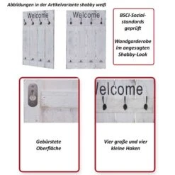 Vestaire Murale HWC-C89 Welcome Shabby -Meilleur Meubles Magasin 8ad4e7998f0a42f799c5808fe31b7963