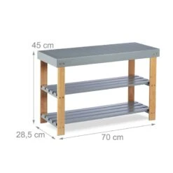 Banc à Chaussures Bambou Gris 2 Niveaux -Meilleur Meubles Magasin 8c0d7ea0abcc47308b39d65327e639ee