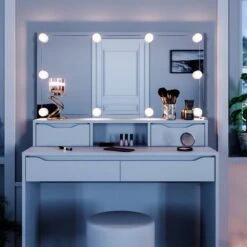 Coiffeuse Ruben Blanc & Tabouret Et LED -Meilleur Meubles Magasin 8f5c19d62a89476bb60badf491818035