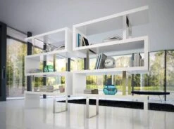 Étagère En Bois Blanc Et Acier Chromé -Meilleur Meubles Magasin 91be845a2c3e457eb1f976615799b8c1