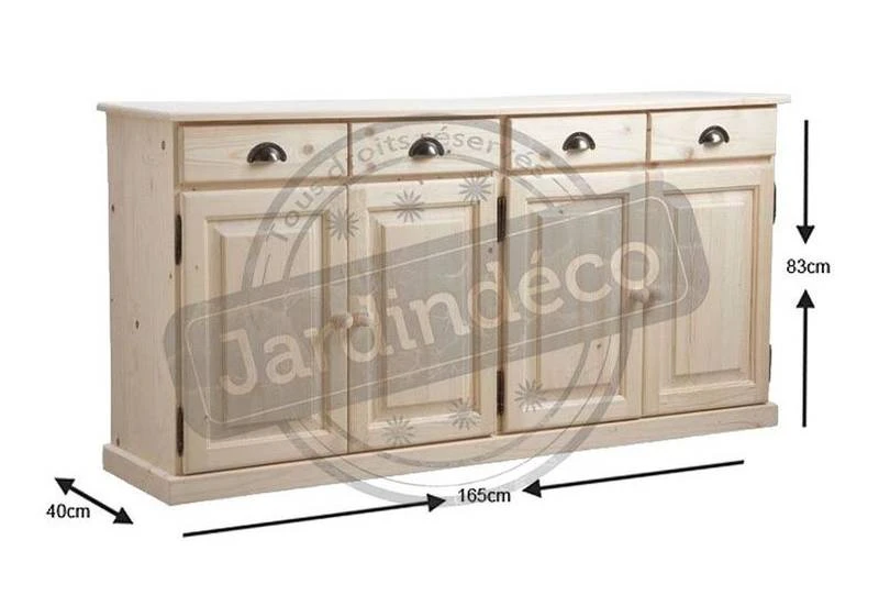Buffet 4 Portes 4 Tiroirs En Bois Brut 6 Buffet 4 Portes 4 Tiroirs En Bois Brut – Image 4
