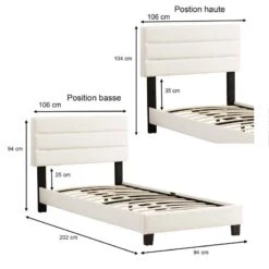 Lit Simple FLORIDA 90x190 Cm -Meilleur Meubles Magasin 97ee13ea2faa41988194a3f19592fc0f