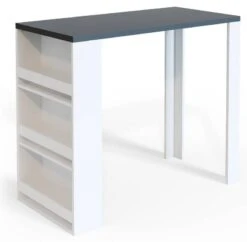 Table De Bar 117cm Blanche/anthracite