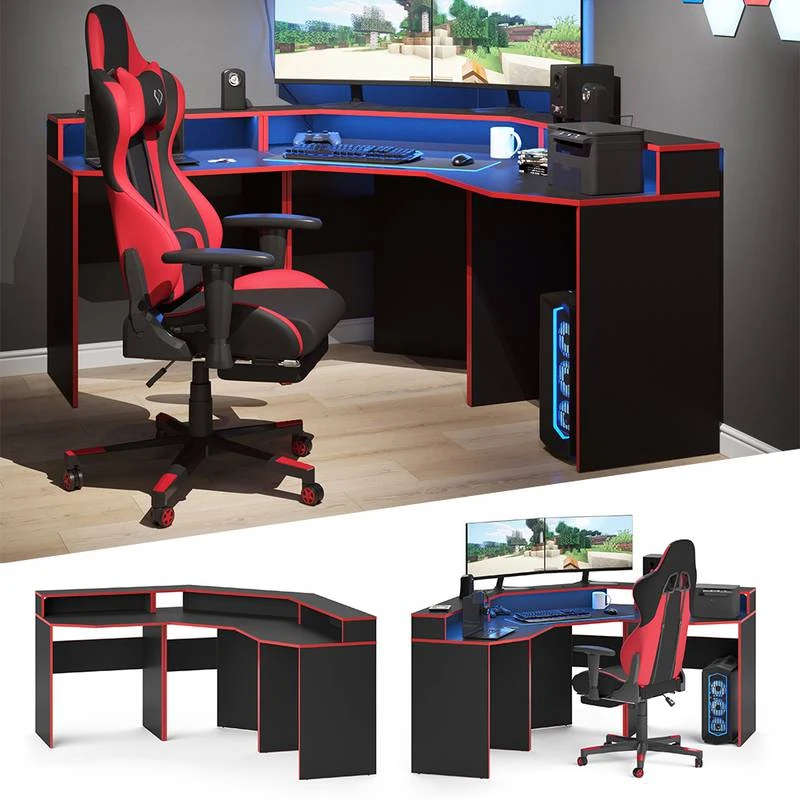 Bureau Ordinateur Kron Noir/rouge Set 1 4 Bureau Ordinateur Kron Noir/rouge Set 1 – Image 2