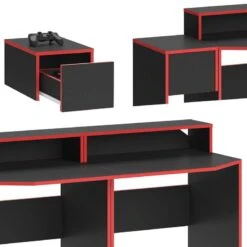 Bureau Ordinateur Kron Noir/rouge Set 8 -Meilleur Meubles Magasin 9b6063563a19457aadeae681ecd59a1f