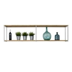 Étagère Murale Double 30x160x48 Blanc -Meilleur Meubles Magasin 9ebd3e133bdb474c8313ab6d84707c10