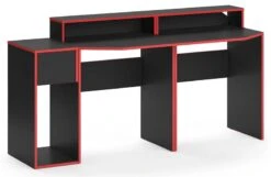 Bureau Ordinateur Kron Noir/rouge Set 8