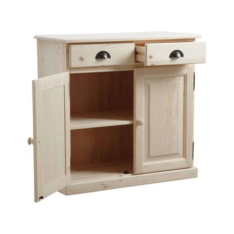 Buffet En Bois Brut 2 Portes 2 Tiroirs 4 Buffet En Bois Brut 2 Portes 2 Tiroirs – Image 2