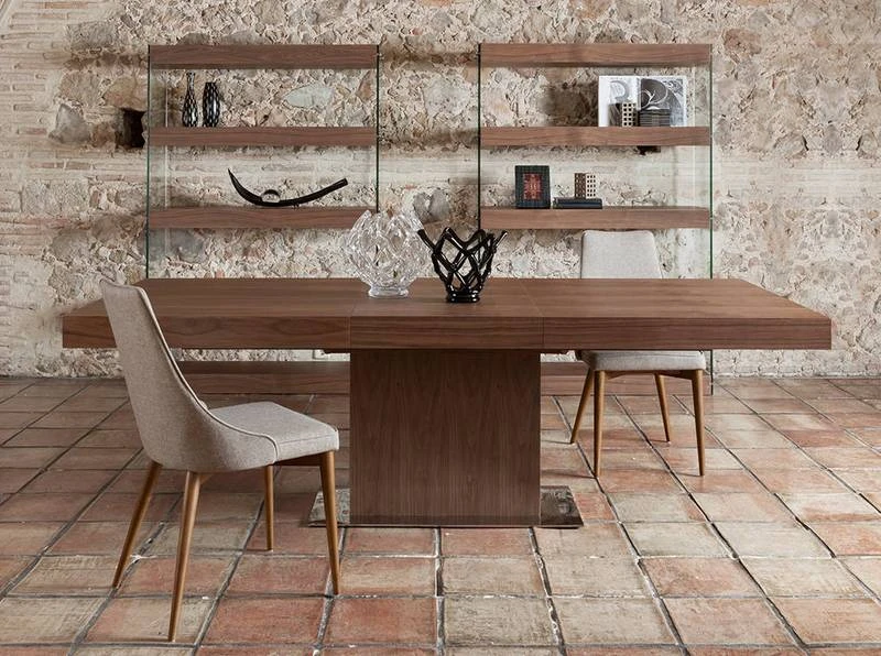 Étagère En Bois Couleur Noyer Et Verre 5 Étagère En Bois Couleur Noyer Et Verre – Image 3