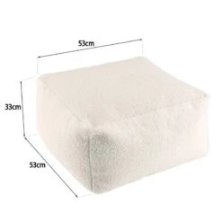 Pouf Carré 53x53cm Tissu Bouclette Blanc -Meilleur Meubles Magasin d78304129279430f9707842c9c49f162