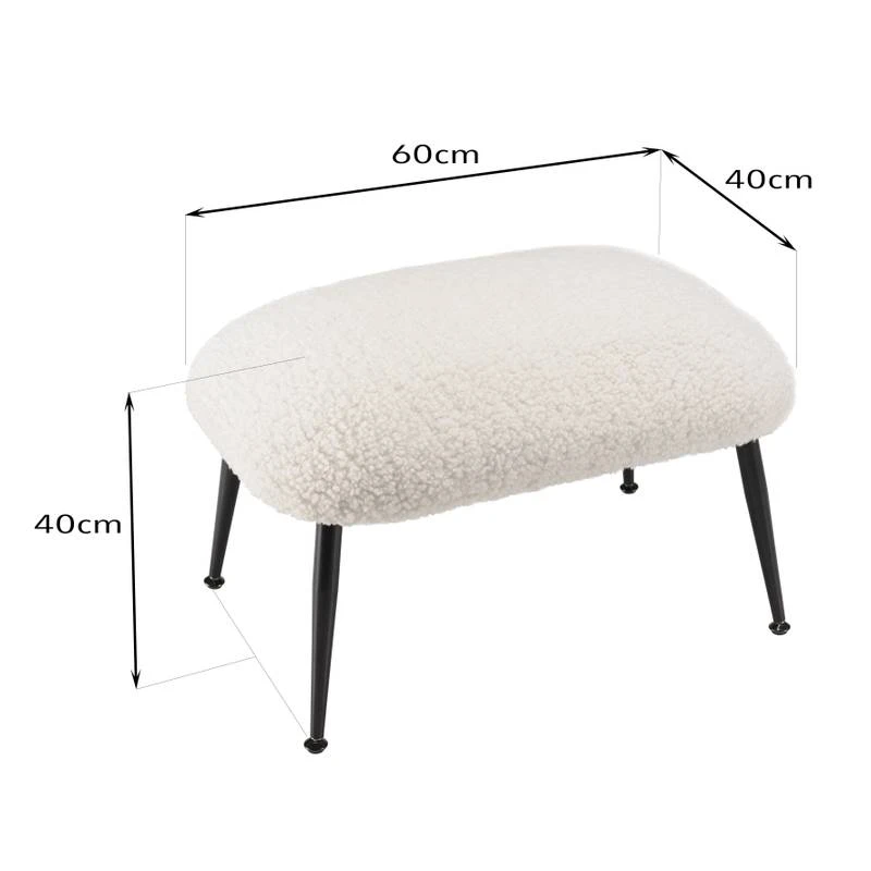 Tabouret Cosy Tissu Bouclette Blanc 10 Tabouret Cosy Tissu Bouclette Blanc – Image 8