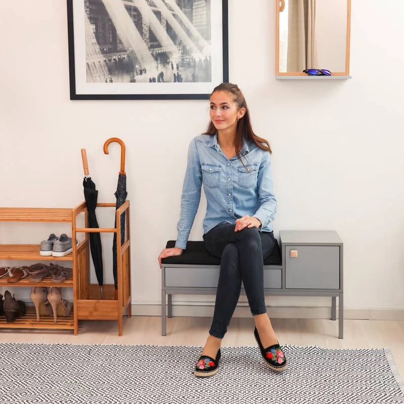 Commode D’entrée Grise Coussin Rembourré 5 Commode D’entrée Grise Coussin Rembourré – Image 3