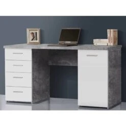 Bureau Blanc 4 Tiroirs 1 Porte - ALVIN -Meilleur Meubles Magasin e2943bff1a424e86a9556b24169a898a