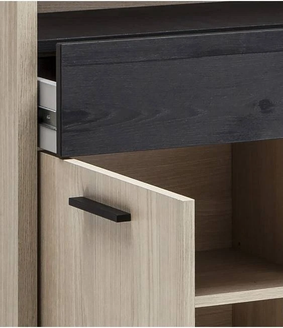 Meuble Bibliothèque Effet Chêne Et Noir 7 Meuble Bibliothèque Effet Chêne Et Noir – Image 5