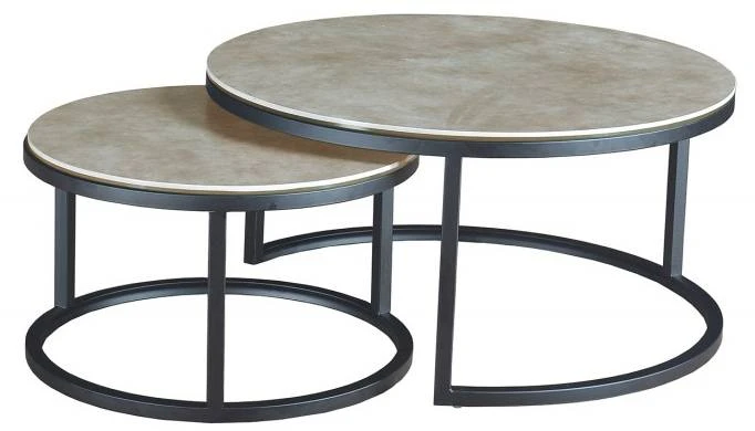 Table Basse Gigogne Céramique Gris - OXY 3 Table Basse Gigogne Céramique Gris - OXY