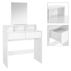 Coiffeuse + Miroir 80x40x140cm Blanc -Meilleur Meubles Magasin f1e2938dabca497e89202634893ac52b
